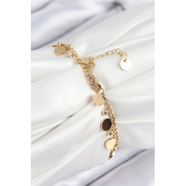 316L Çelik Sıralı Pul Model Gold Renk Kadın Bileklik