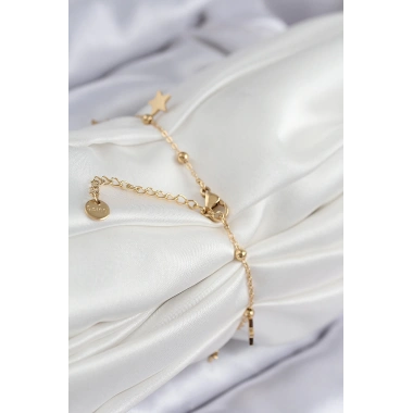 316L Çelik Sıralı Yonca Model Gold Renk Kadın Bileklik