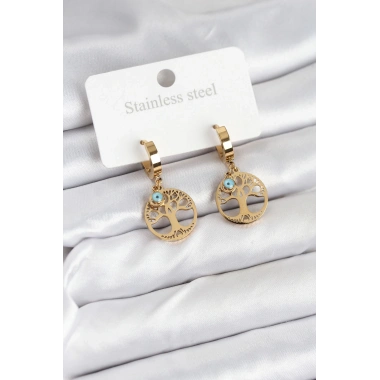 316L Çelik Yaşam Ağacı Model Kadın Küpe