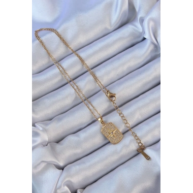 316L Çelik Zincir Altın Renk Zirkon Taşlı Kutup Yıldızlı Vintage Kolye