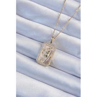 316L Çelik Zincir Altın Renk Zirkon Taşlı Yüz Figürlü Tarot Kolye