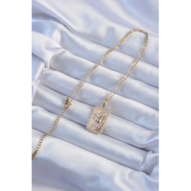 316L Çelik Zincir Altın Renk Zirkon Taşlı Yüz Figürlü Tarot Kolye