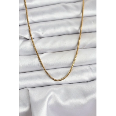 316L Çelik Zincir Gold Renk 60 cm Yılan Zincir Kadın Kolye