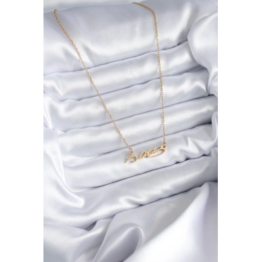 316L Çelik Zincir Gold Renk Atatürk İmzası Model Kadın Kolye