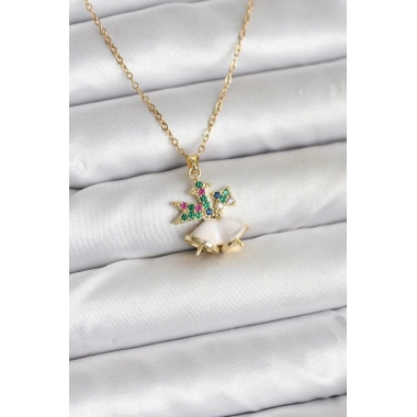 316L Çelik Zincir Gold Renk Chirtsmas Bell Model Yılbaşı Temalı Kadın Kolye