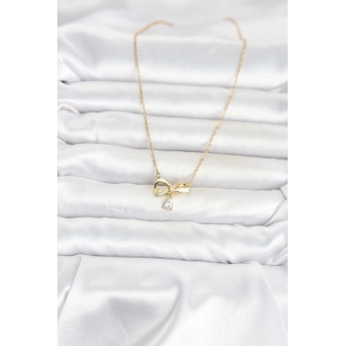 316L Çelik Zincir Gold Renk Fiyonk Model Kadın Kolye