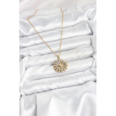 316L Çelik Zincir Gold Renk Güneş Model Kadın Kolye