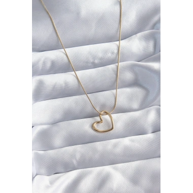 316L Çelik Zincir Gold Renk Kalp Model Kadın Kolye