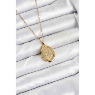 316L Çelik Zincir Gold Renk Kapaklı Açılabilir Model Kadın Kolye