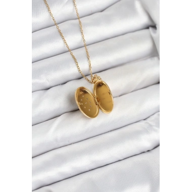 316L Çelik Zincir Gold Renk Kapaklı Açılabilir Model Kadın Kolye