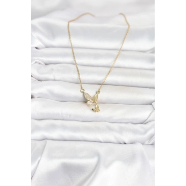 316L Çelik Zincir Gold Renk Kelebek Model Kadın Kolye