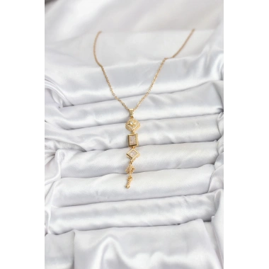 316L Çelik Zincir Gold Renk Kutup Yıldızı Enerji Model Kadın Y Kolye