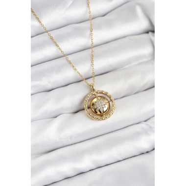 316L Çelik Zincir Gold Renk Kutup Yıldızı Model Kadın Kolye