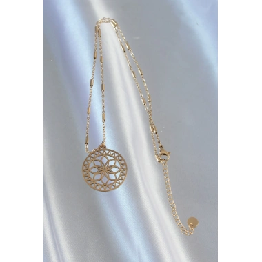 316L Çelik Zincir Gold Renk Lotus Model Kolye