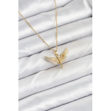 316L Çelik Zincir Gold Renk Melek Model Kadın Kolye