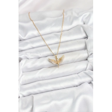 316L Çelik Zincir Gold Renk Melek Model Kadın Kolye