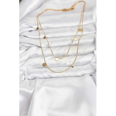 316L Çelik Zincir Gold Renk Pullu Kadın Kolye