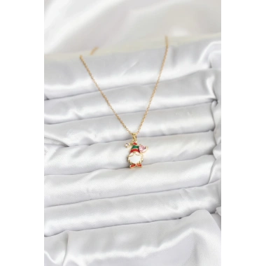 316L Çelik Zincir Gold Renk Yılbaşı Teması Kadın Kolye