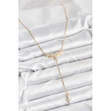 316L Çelik Zincir Gold Renk Yıldız Model Y Kadın Kolye