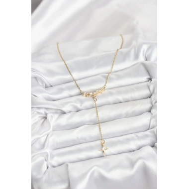316L Çelik Zincir Gold Renk Yıldız Model Y Kadın Kolye