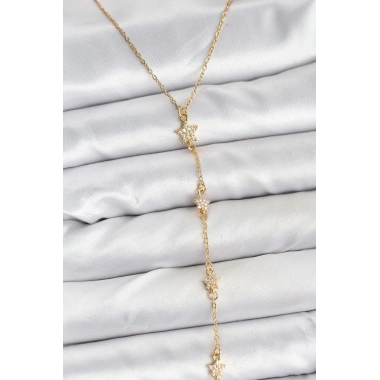 316L Çelik Zincir Gold Renkli Yıldız Model Kadın Y Kolye