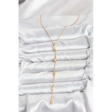 316L Çelik Zincir Gold Renkli Yıldız Model Kadın Y Kolye
