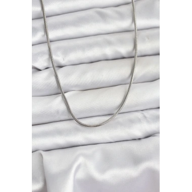 316L Çelik Zincir Gümüş Renk 60 cm Yılan Zincir Kadın Kolye