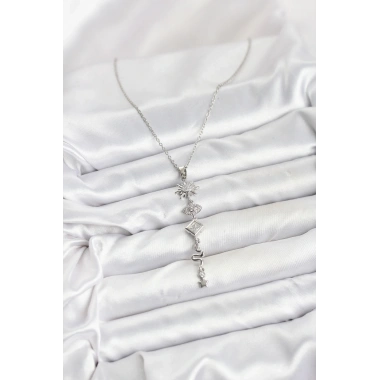 316L Çelik Zincir Gümüş Renk Güneş ve Enerji Model Kadın Y Kolye