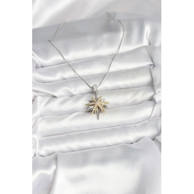 316L Çelik Zincir Gümüş Renk Kutup Yıldızı Model Kadın Kolye