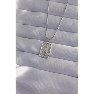 316L Çelik Zincir Gümüş Renk Lazer İşlemeli Göz Figür Tarot Kolye