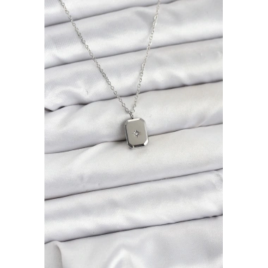 316L Çelik Zincir Gümüş Renk Minimal Kutup Yıldızı Model Kadın Kolye