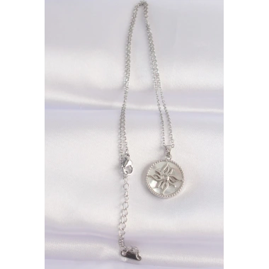 316L Çelik Zincir Gümüş Renk Oval Tasarımlı Güneş Kolye