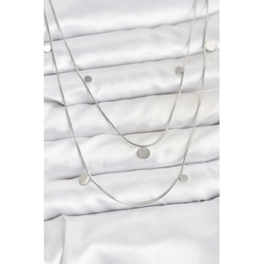 316L Çelik Zincir Gümüş Renk Pullu Kadın Kolye