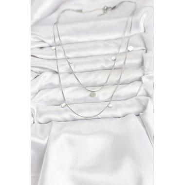 316L Çelik Zincir Gümüş Renk Pullu Kadın Kolye