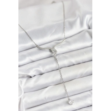 316L Çelik Zincir Gümüş Renk Yılan Model Y Kolye