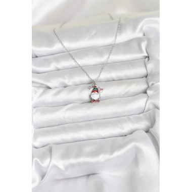 316L Çelik Zincir Gümüş Renk Yılbaşı Teması Kadın Kolye