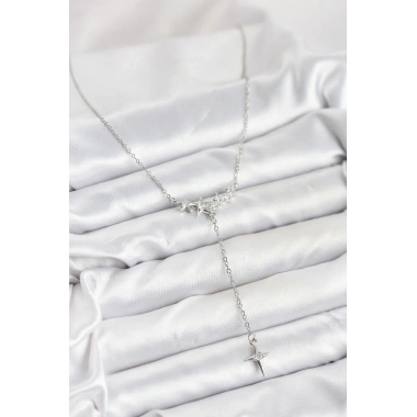 316L Çelik Zincir Gümüş Renk Yıldız Model Y Kadın Kolye