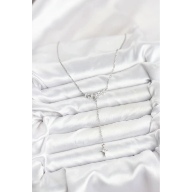 316L Çelik Zincir Gümüş Renk Yıldız Model Y Kadın Kolye