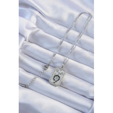 316L Çelik Zincir Gümüş Renk Zirkon Taşlı Minimal Papatya Figürlü Tarot Kolye