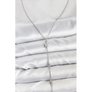 316L Çelik Zincir Gümüş Renkli Yıldız Model Kadın Y Kolye