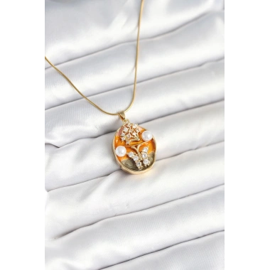 316L Çelik Zincir Kelebek Model Sanatsal Portre Kadın Kolye