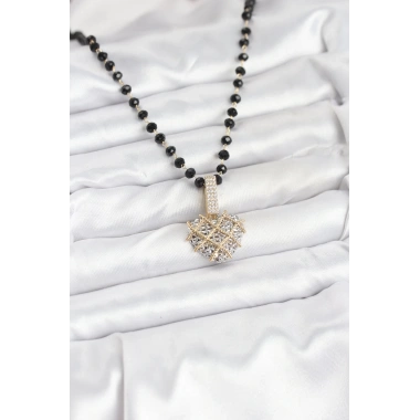 316L Çelik Zincir Kristal Boncuklu Kalpli Kadın Kolye