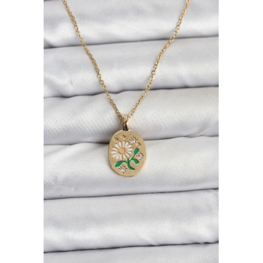 316L Çelik Zincir Papatya Figürlü Kadın Kolye