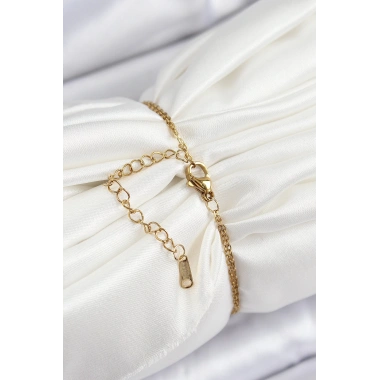 316L Çelik Zincir Pembe Mineli Sanatsal Portre İnci Detaylı Çiçek Model Gold Renk Kadın Bileklik