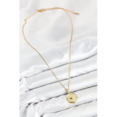 316L Çelik Zirkon Taşlı Ay Ve Güneş Model Gold Renk Kadın Kolye