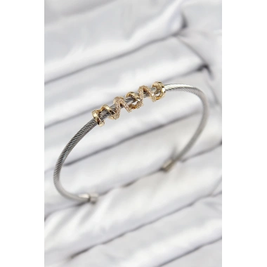 316L Çelik Zirkon Taşlı Model Gold Ve Gümüş Renk Kadın Bileklik