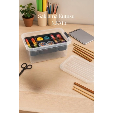 3,20 L Şeffaf Saklama Kutusu & Organizer Düzenleme Kutusu
