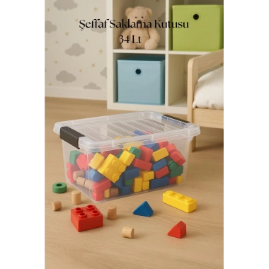 34 L Şeffaf Saklama Kutusu & Düzenleme Kutusu & Oyuncak Kutusu