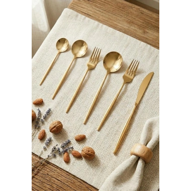 36 Parça Lüks Gold Paslanmaz Çelik Çatal Kaşık Bıçak Takımı