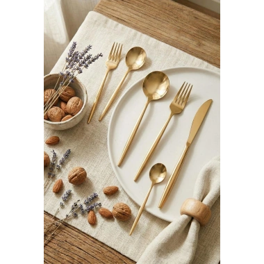 36 Parça Lüks Gold Paslanmaz Çelik Çatal Kaşık Bıçak Takımı